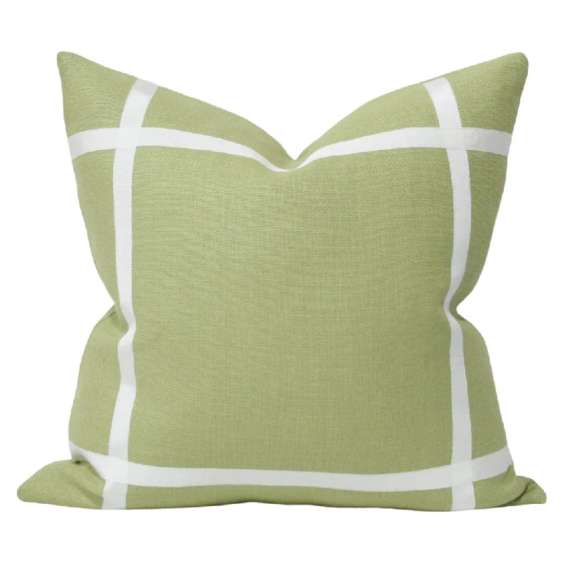 Leaf Green Linen with Off-White Ribbon