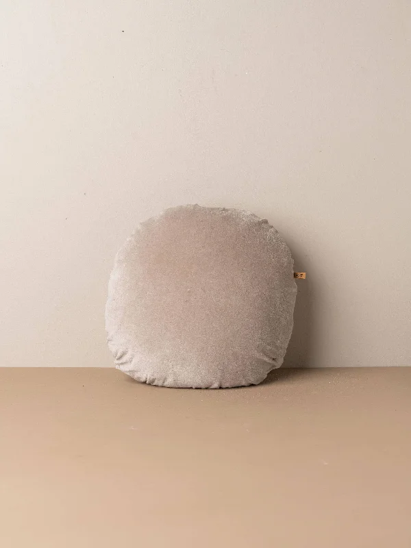 Linen/Velvet Round Pillow | Stone: With Insert