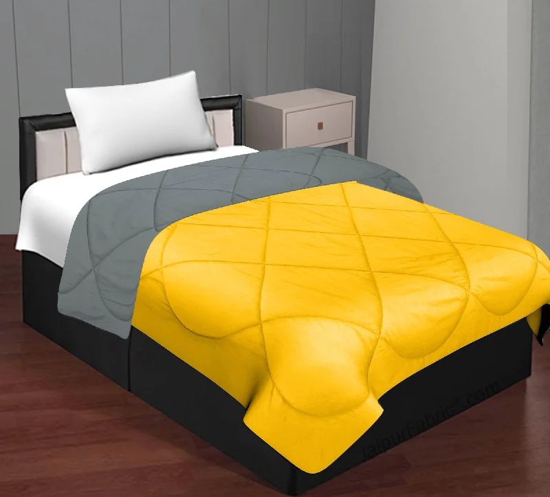 Mango Yellow Light Grey Single Bed Comforter