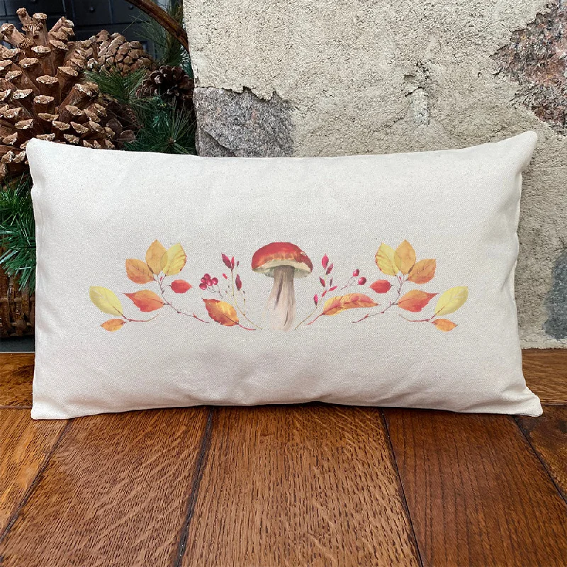 Mushroom and Leaves - Rectangular Canvas Pillow