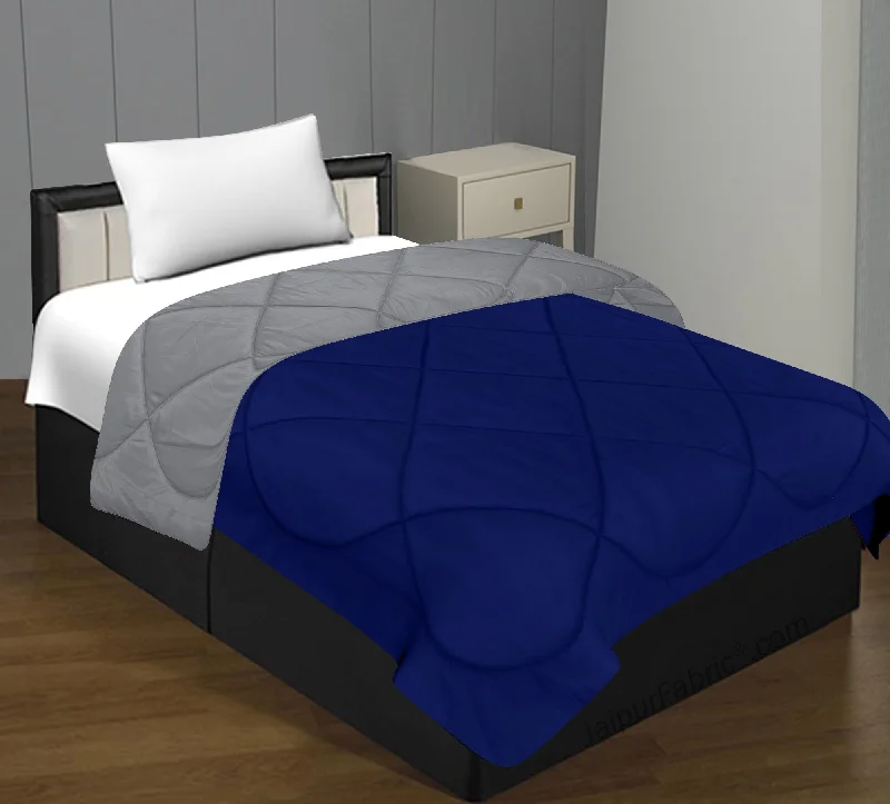 Navy Blue Light Grey Single Bed Comforter