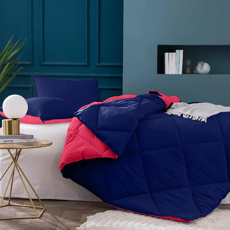 Navy Blue-Red  Double Bed Comforter