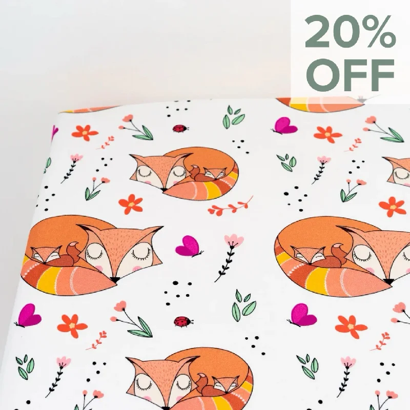 Snuggling Foxes Crib Sheet