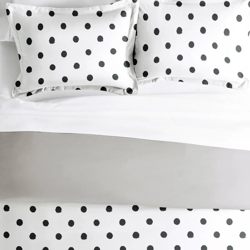 Painted Polkadot Light Gray Reversible Pattern Duvet Cover Set Ultra Soft Microfiber Bedding