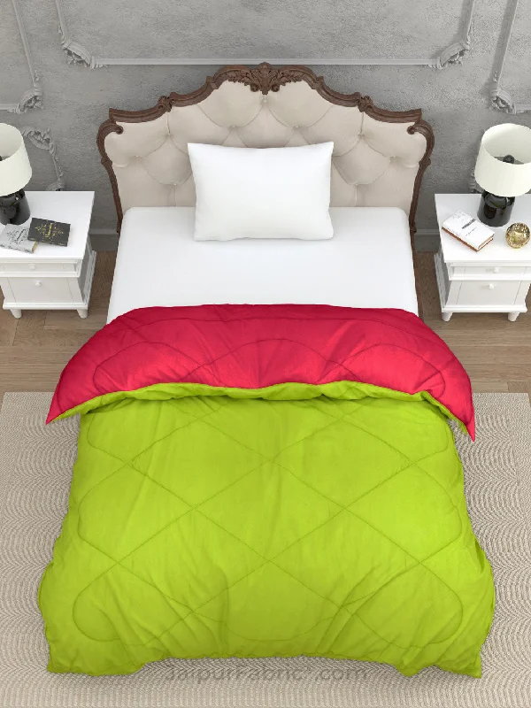 Parrot Green Dark Pink Single Bed Comforter