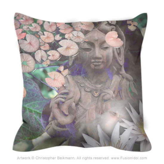 Pastel Kwan Yin Goddess Throw Pillow - Reflections