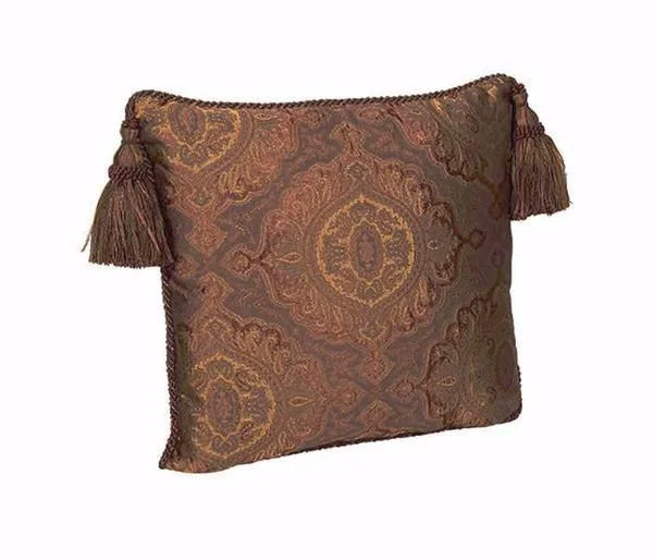 Bronze And Gold Patterned Faux Silk Square Accent Pillow 18x18