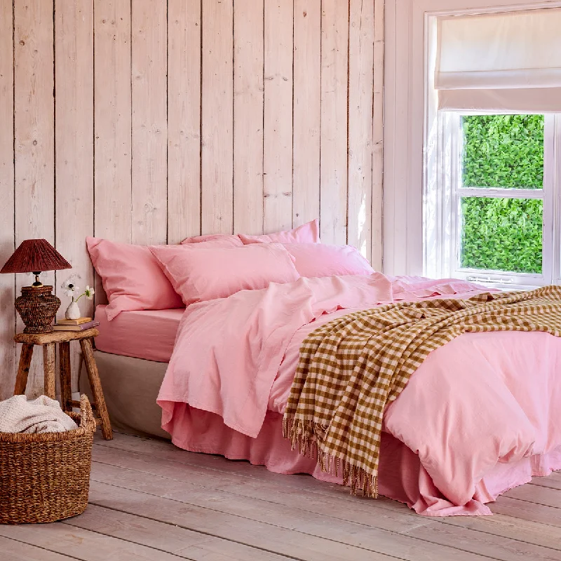 Pink Bloom Linen Blend Duvet Cover