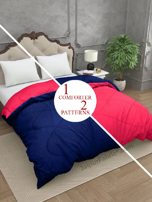 Pink-Navy Blue Double Bed Comforter