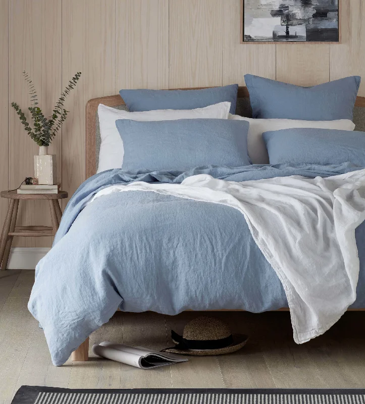 Powder Blue 100% Linen Duvet Cover