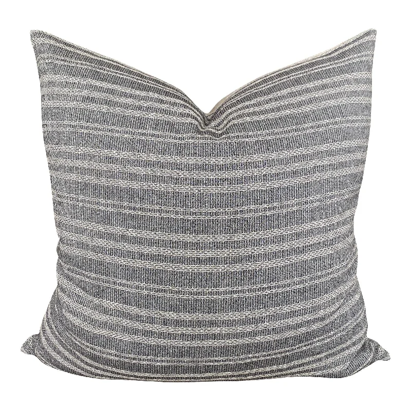 READY TO SHIP Chiangmai Native Cotton Gray and White Woven Stripe Pillow Cover