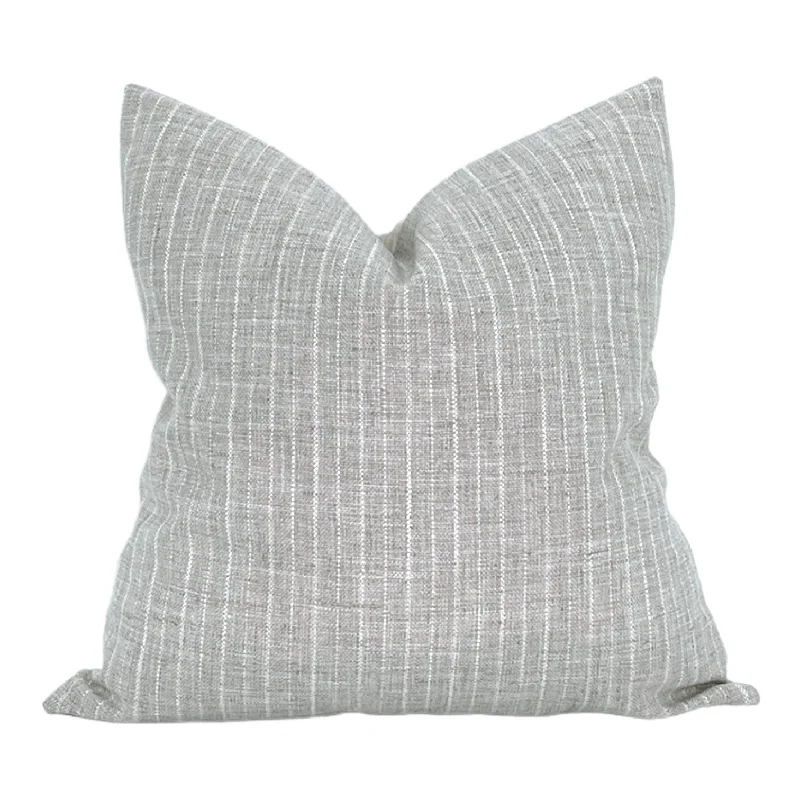 READY TO SHIP Silver Stripe Pillow Cover