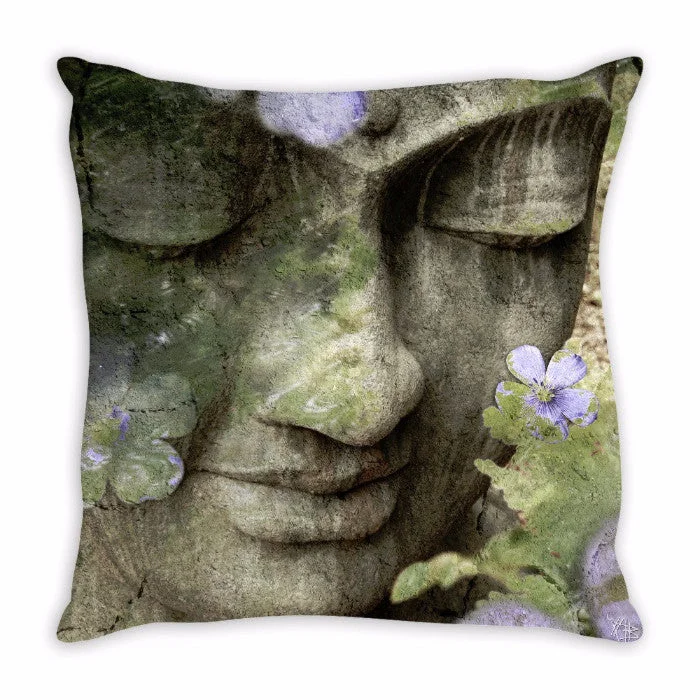 Sage Green Buddha Art Throw Pillow - Inner Tranquility