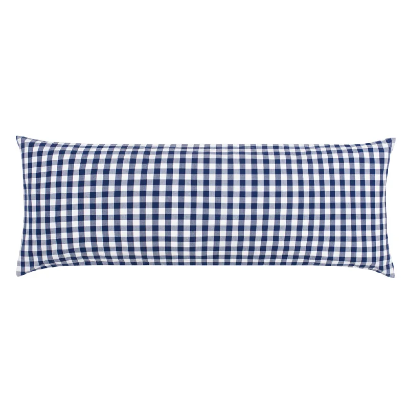 The Navy Blue Small Gingham Extra Long Throw Pillow