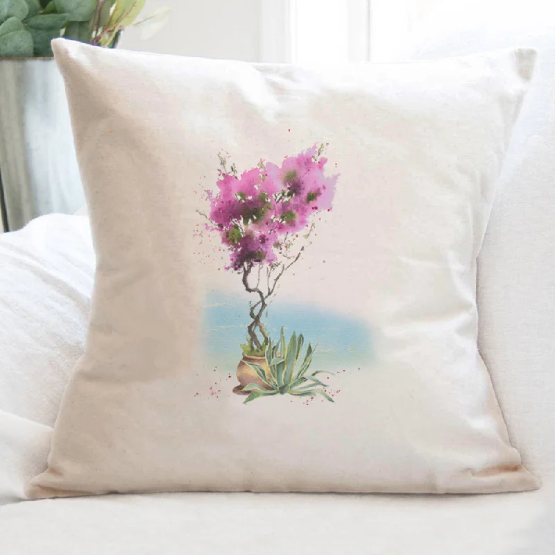 Watercolor Bougainvillea - Square Canvas Pillow