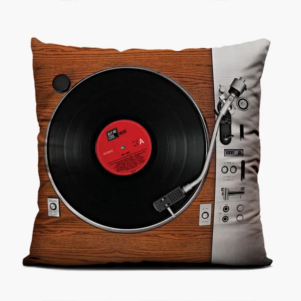 Turntable Wood - Throw Pillow